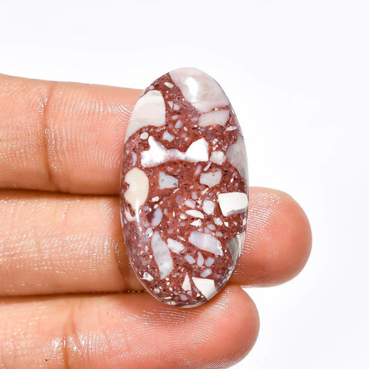 Exclusive Top Grade Quality 100% Natural Chert Breccia Oval Shape Cabochon Loose Gemstone For Making Jewelry 31.5 Ct. 31X17X7 mm V-1971