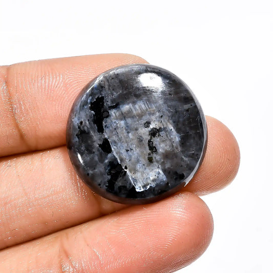 Excellent Top Grade Quality 100% Natural Larvikite Round Shape Cabochon Loose Gemstone For Making Jewelry 23 Ct. 24X24X5 mm V-2068