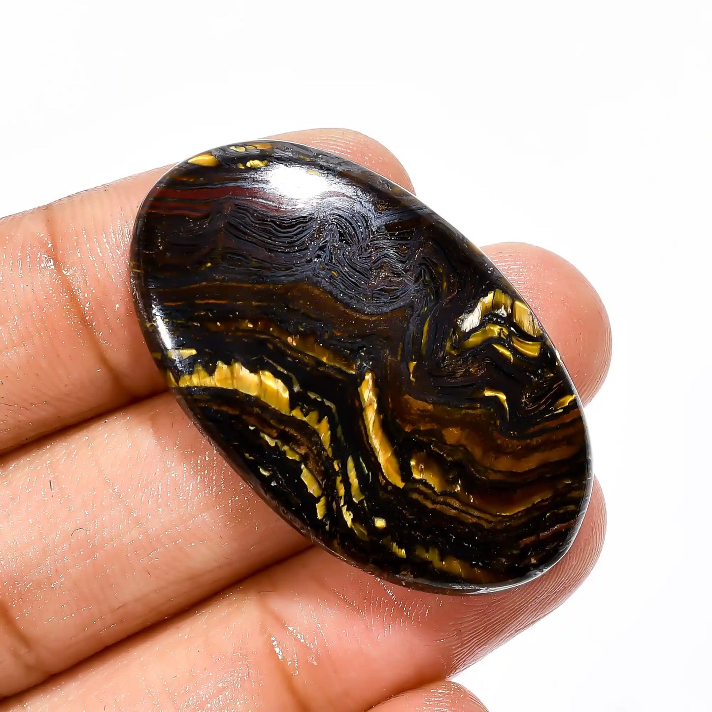 Outstanding Top Grade Quality 100% Natural Iron Tiger Eye Oval Shape Cabochon Loose Gemstone For Making Jewelry 43 Ct. 38X23X5 mm V-2077