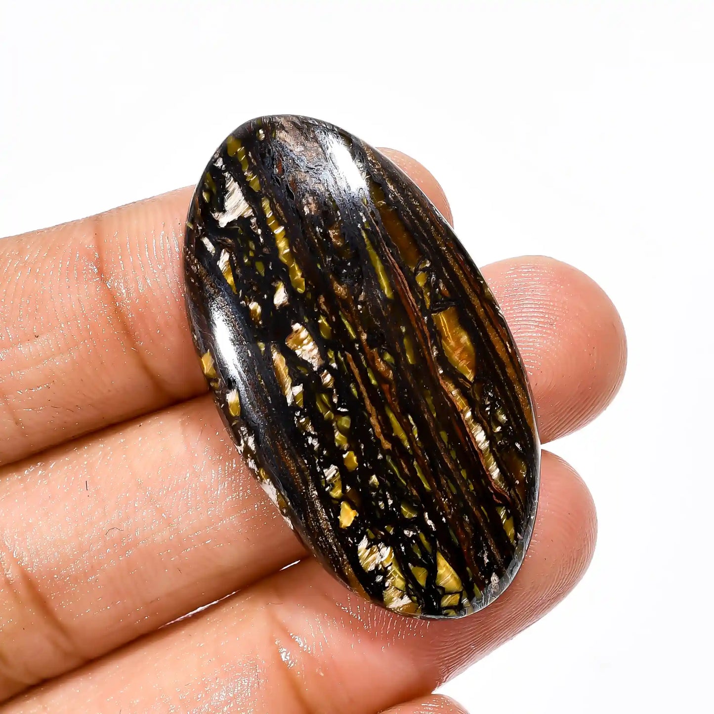 Splendid Top Grade Quality 100% Natural Iron Tiger Eye Oval Shape Cabochon Loose Gemstone For Making Jewelry 42 Ct. 39X21X5 mm V-2078