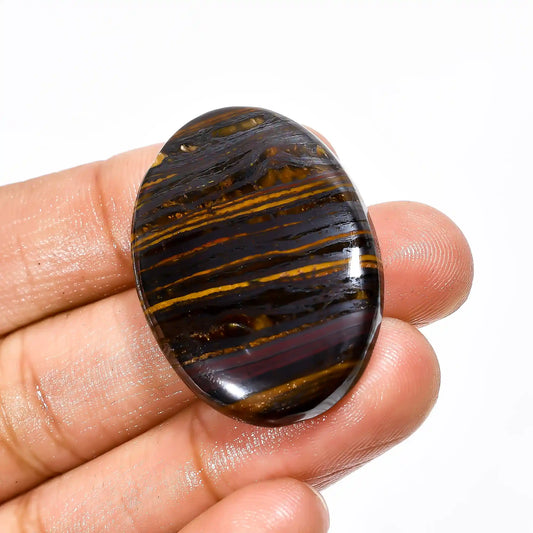 Unique Top Grade Quality 100% Natural Iron Tiger Eye Oval Shape Cabochon Loose Gemstone For Making Jewelry 58 Ct. 36X25X6 mm V-2084