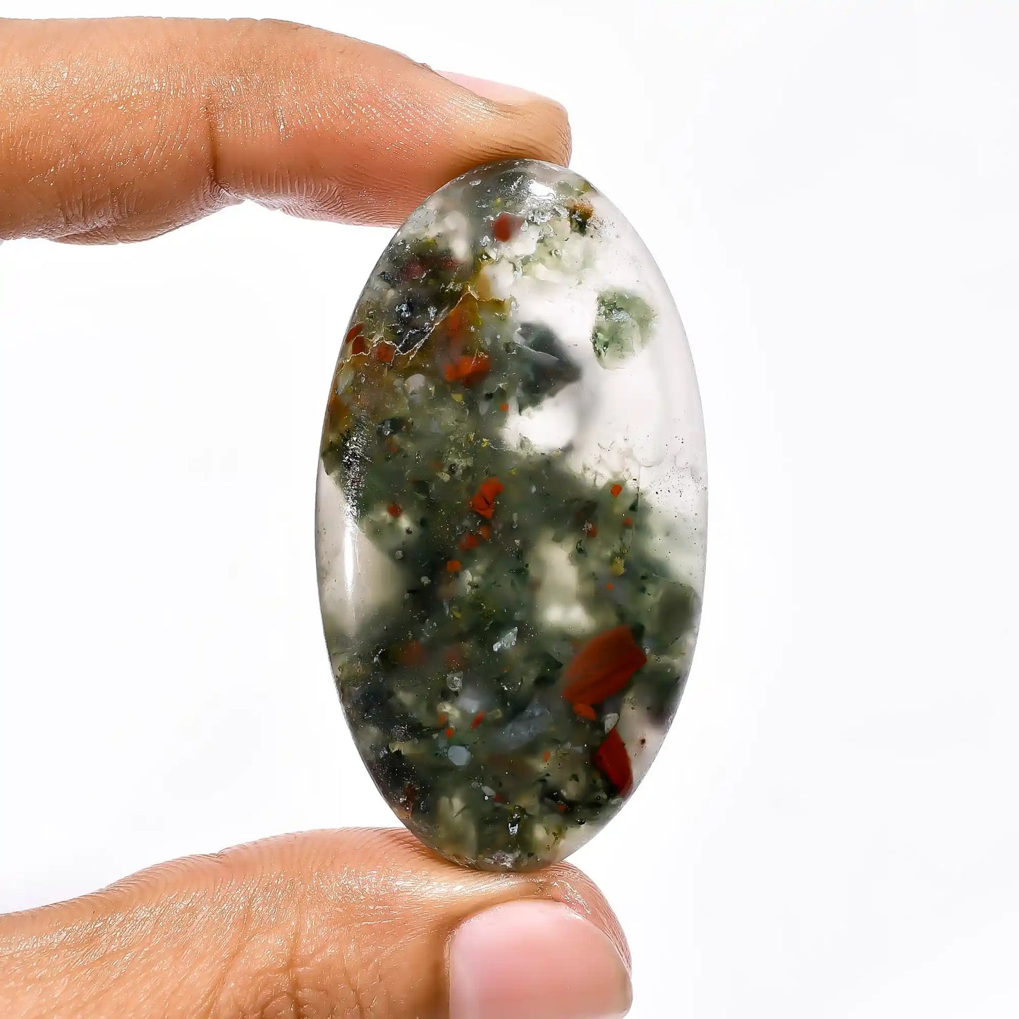 Unique Top Grade Quality 100% Natural African Bloodstone  Oval Shape Cabochon Loose Gemstone For Making Jewelry 66 Ct. 50X28X6 mm V-2239