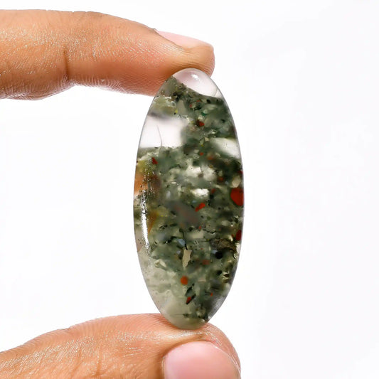 Elegant Top Grade Quality 100% Natural African Bloodstone  Oval Shape Cabochon Loose Gemstone For Making Jewelry 33.5 Ct. 44X19X4 mm V-2247