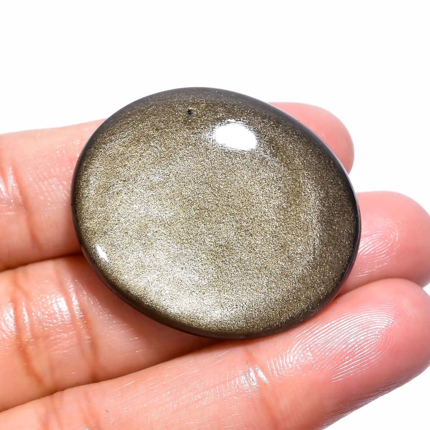 Gorgeous Top Grade Quality 100% Natural Golden Sheen Obsidian Oval Shape Cabochon Loose Gemstone For Making Jewelry 45.5 Ct 34X29X7 mm V-238