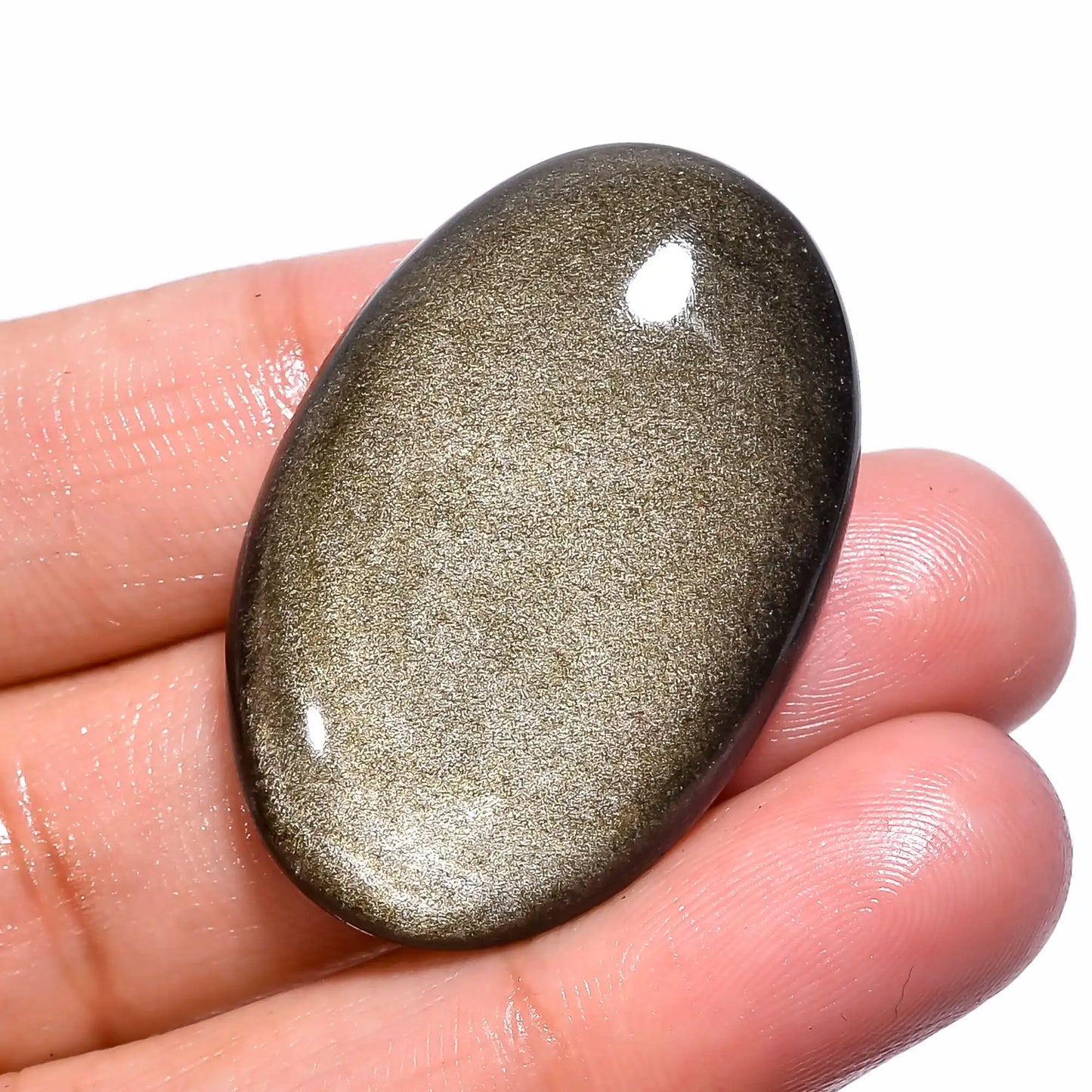 Mind Blowing A One Quality 100% Natural Golden Sheen Obsidian Oval Shape Cabochon Loose Gemstone For Making Jewelry 38.5 Ct 35X24X7 mm V-242