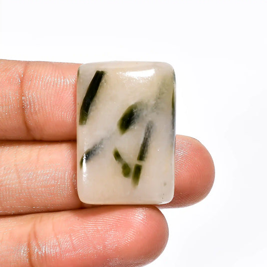 Green Dot Tourmaline Quartz Radiant Shape Cabochon Loose Gemstone Natural 33 Ct. 26X18X5 mm V-2530