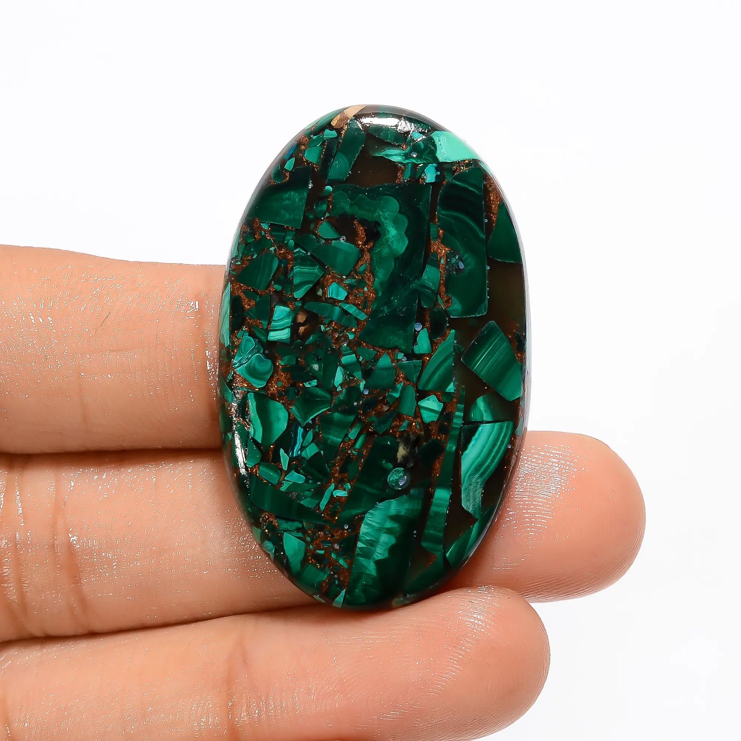 Terrific Top Grade Quality Spiny Copper Malachite Oval Shape Cabochon Loose Gemstone For Making Jewelry 60 Ct 41X25X5 mm V-2683