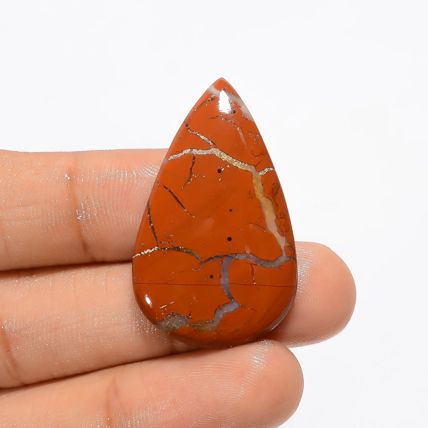 Incredible Top Grade Quality 100% Natural Rainbow Jasper Pear Shape Cabochon Loose Gemstone For Making Jewelry 27 Ct. 35X21X5 mm V-2699