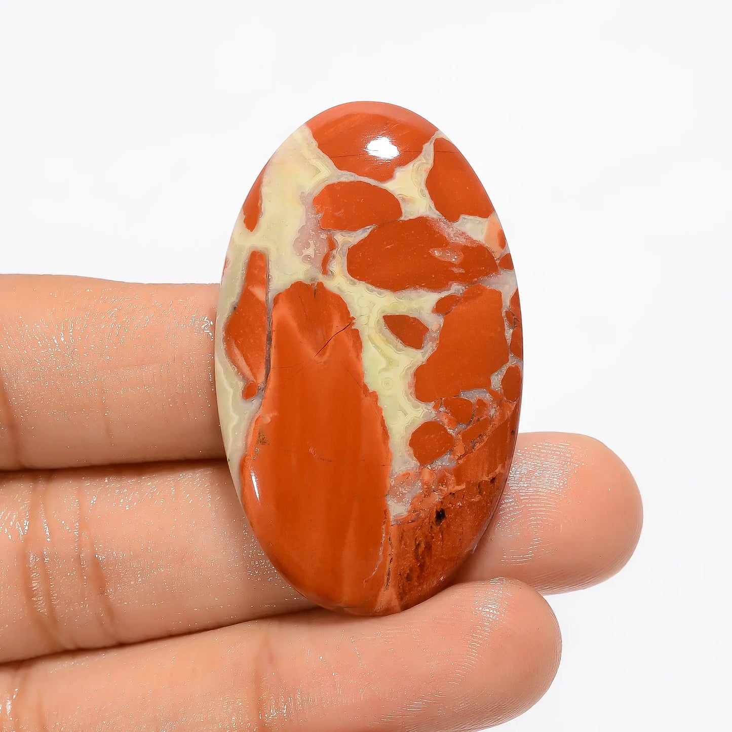 Marvellous Top Grade Quality 100% Natural Rainbow Jasper Oval Shape Cabochon Loose Gemstone For Making Jewelry 56.5 Ct. 43X26X5 mm V-2700