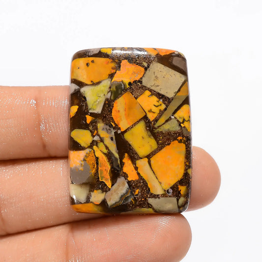 Superb A One Quality Spiny Copper Bumble Bee Jasper Radiant Shape Cabochon Gemstone For Making Jewelry 42.5 Ct 34X25X5 mm V-2726