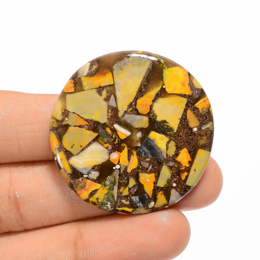 Stunning A One Quality Spiny Copper Bumble Bee Jasper Round Shape Cabochon Gemstone For Making Jewelry 42 Ct. 37X37X4 mm V-2727