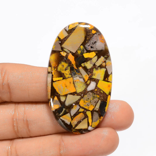 Tempting Top Grade Quality Spiny Copper Bumble Bee Jasper Oval Shape Cabochon Gemstone For Making Jewelry 51 Ct 48X28X5 mm V2729