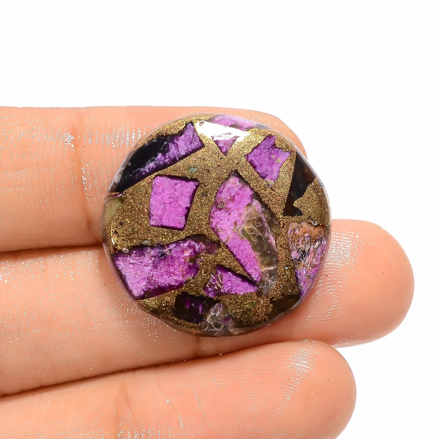 Exclusive Top Grade Quality Spiny Copper Stichtite  Round Shape Cabochon Loose Gemstone For Making Jewelry 20 Ct 24X24X4mm V2740