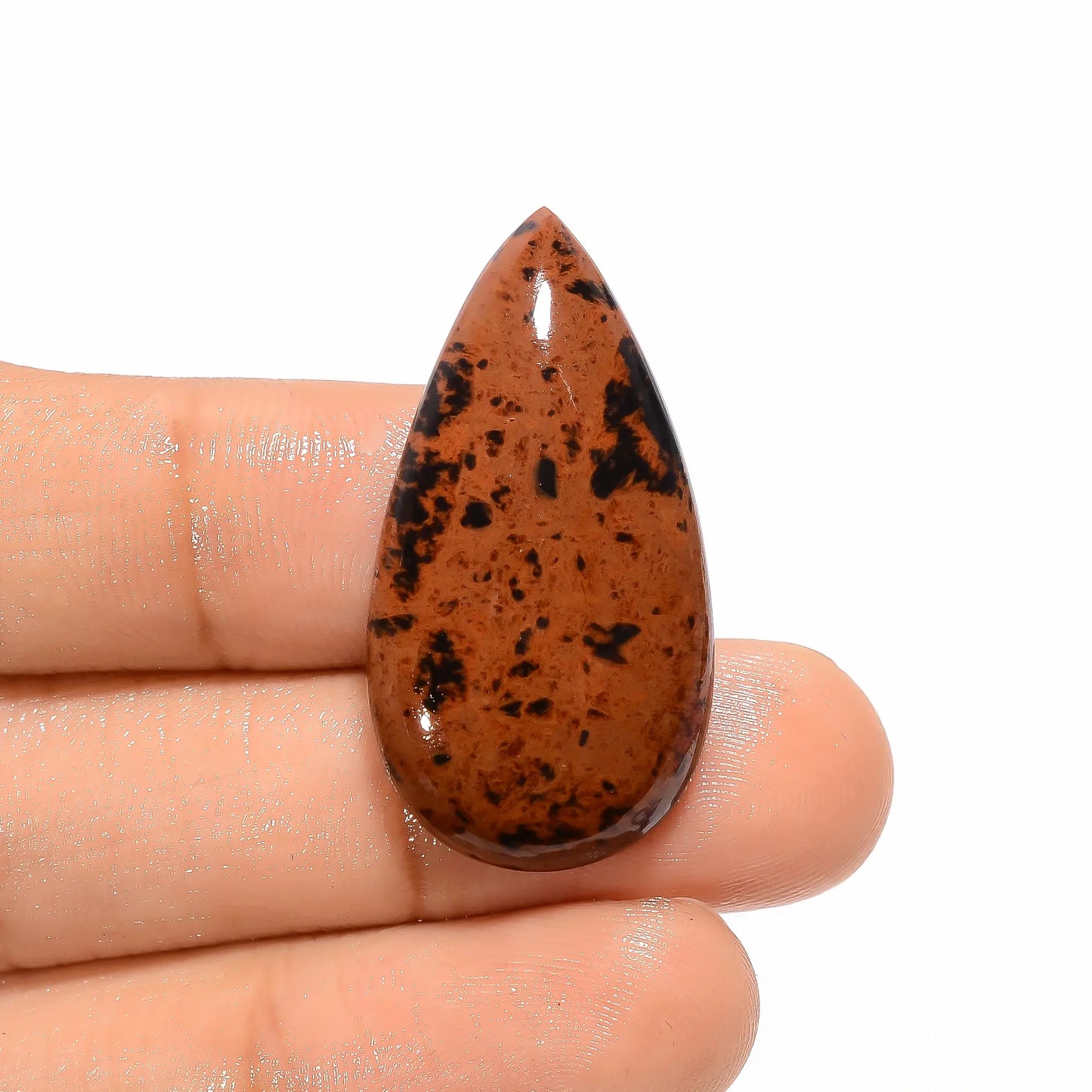 Classic Top Grade Quality 100% Natural Mahogany Obsidian Pear Shape Cabochon Loose Gemstone For Making Jewelry 22 Ct. 33X17X5 mm V-2762