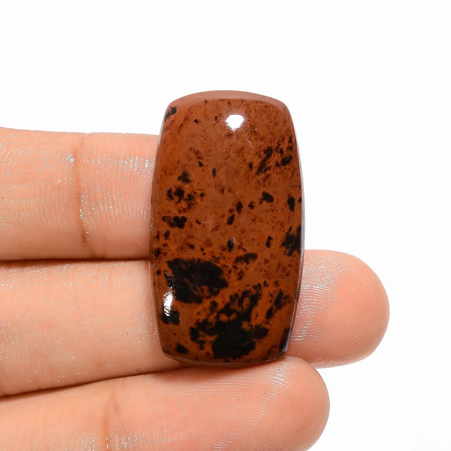 Excellent Top Grade Quality 100% Natural Mahogany Obsidian Radiant Shape Cabochon Loose Gemstone For Making Jewelry 31.5 Ct 32X18X6 mm V-2764