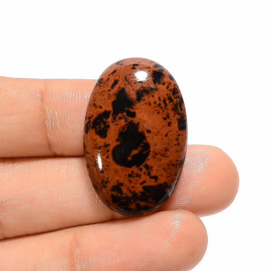 Marvellous Top Grade Quality 100% Natural Mahogany Obsidian Oval Shape Cabochon Loose Gemstone For Making Jewelry 25.5 Ct. 30X19X6 mm V-2772