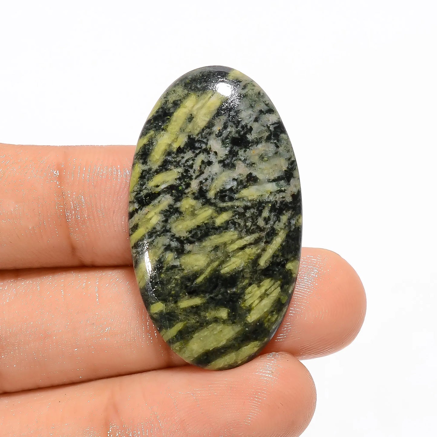 Wonderful Top Grade Quality 100% Natural Green Rice Oval Shape Cabochon Loose Gemstone For Making Jewelry 30 Ct 36X21X4 mm V-2782