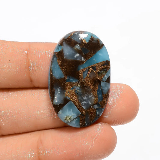 Fantastic Top Grade Quality Spiny Copper Hemimorphite Oval Shape Cabochon Gemstone For Making Jewelry 26.5 Ct 31X20X5 mm V-2818