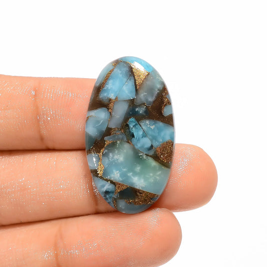 Immaculate Top Grade Quality Spiny Copper Hemimorphite Oval Shape Cabochon Gemstone For Making Jewelry 23 Ct. 31X18X5 mm V-2820