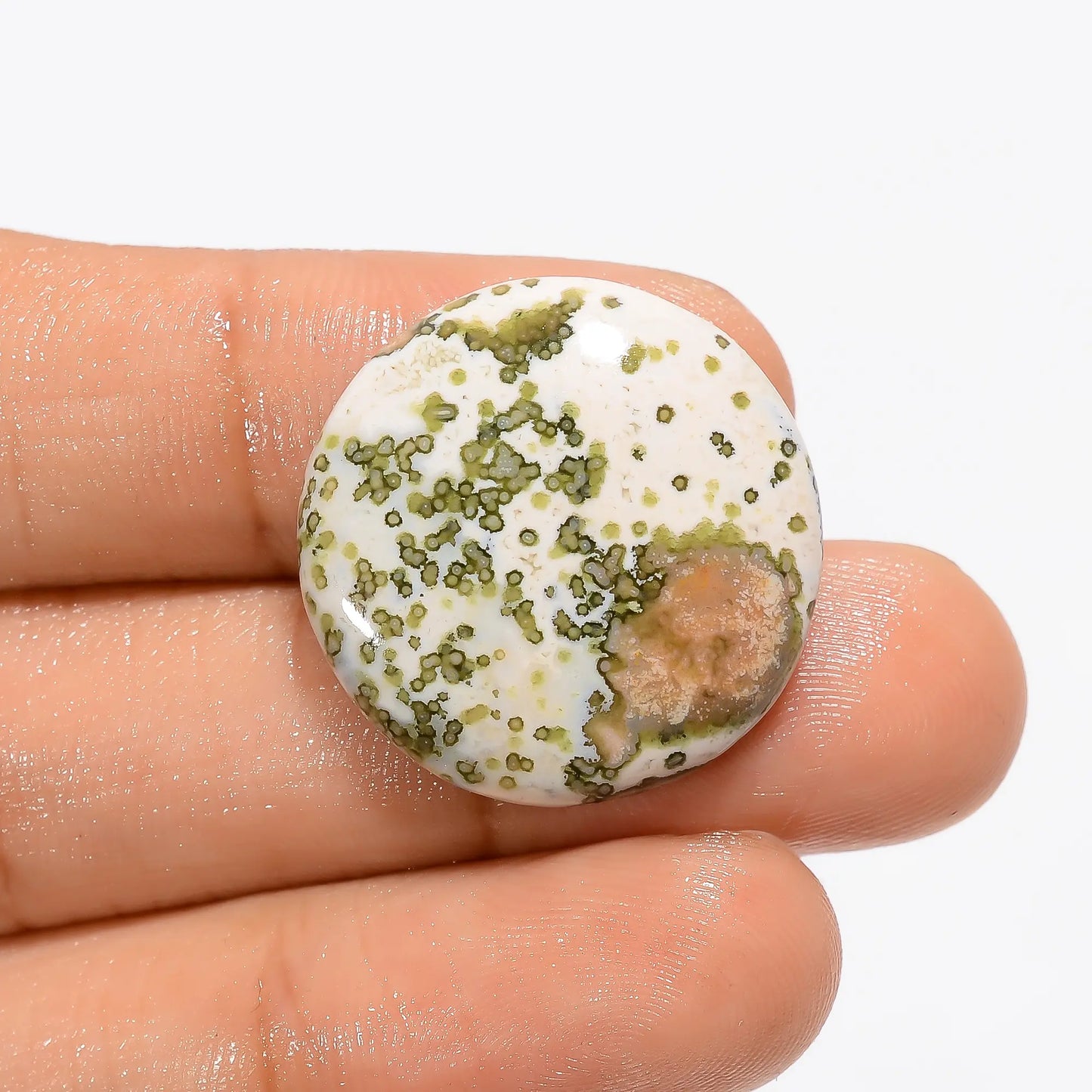 Mind Blowing Top Grade Quality 100% Natural Ocean Jasper Round Shape Cabochon Loose Gemstone For Making Jewelry 20 Ct. 23X23X5 mm V-2823