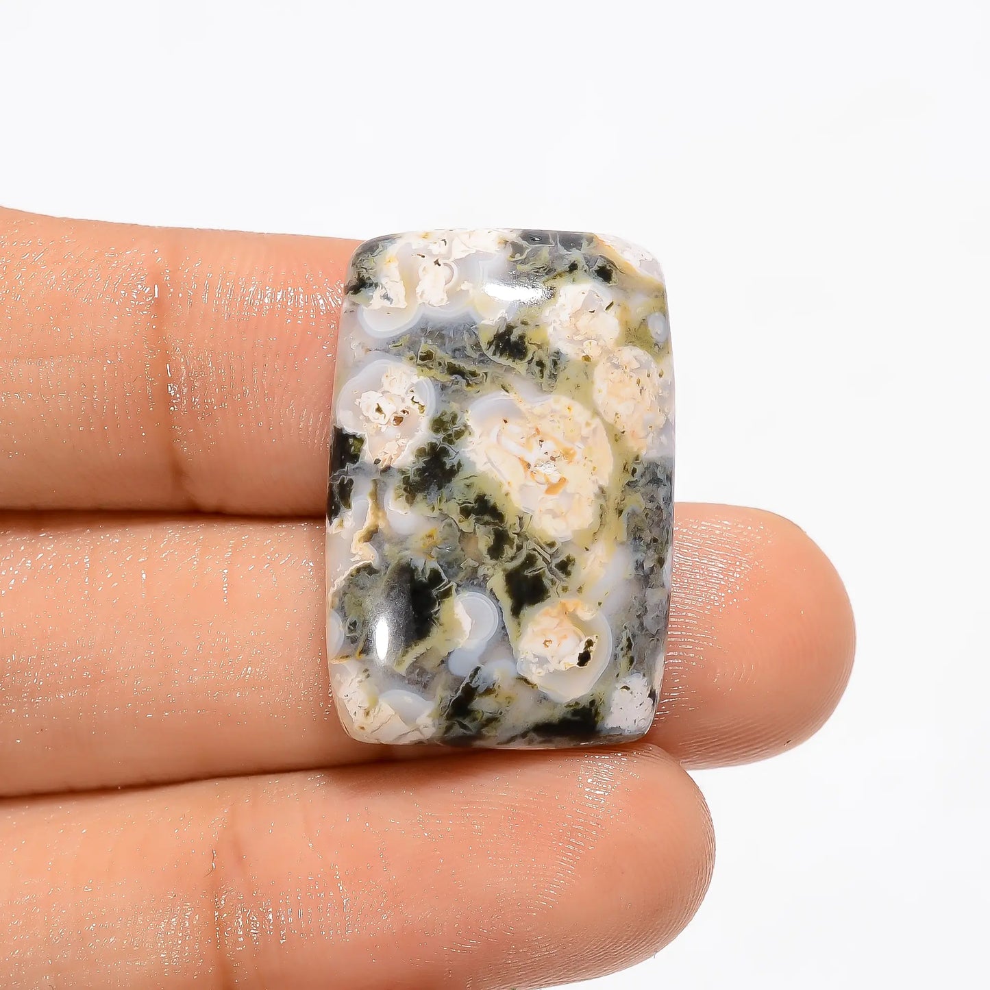 Splendid Top Grade Quality 100% Natural Ocean Jasper Radiant Shape Cabochon Loose Gemstone For Making Jewelry 27.5 Ct. 26X17X6 mm V-2825