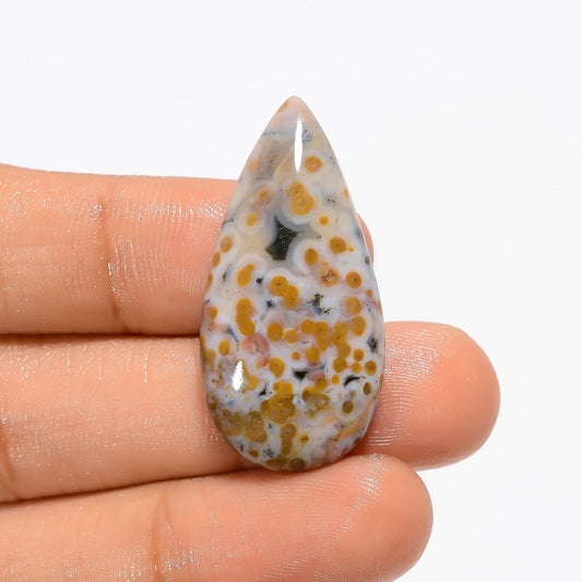 Terrific Top Grade Quality 100% Natural Ocean Jasper Pear Shape Cabochon Loose Gemstone For Making Jewelry 24.5 Ct. 34X17X6 mm V-2830