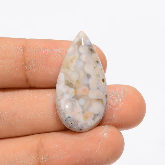 Unique Top Grade Quality 100% Natural Ocean Jasper Pear Shape Cabochon Loose Gemstone For Making Jewelry 19 Ct. 30X15X5 mm V-2831