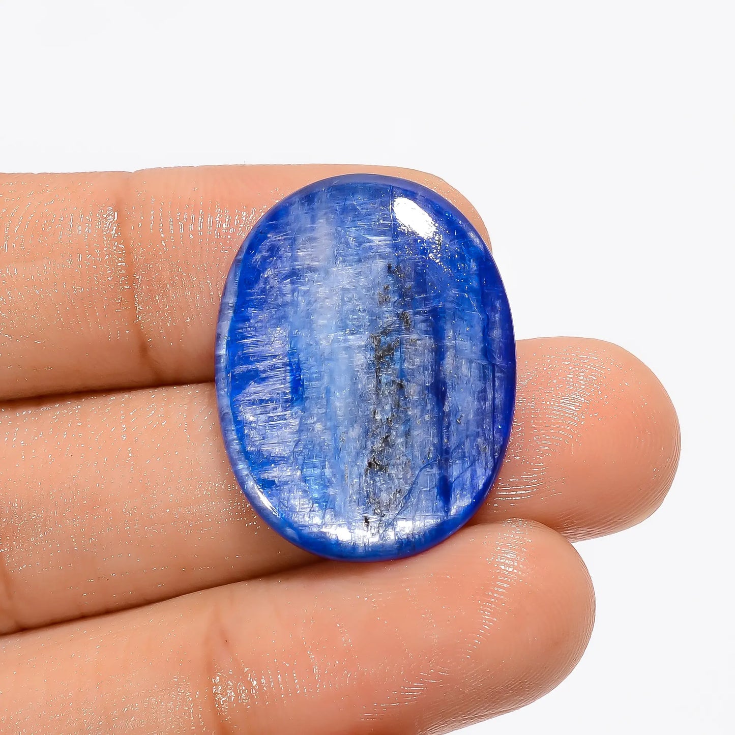 Stunning Top Grade Quality 100% Natural Blue Kyanite Oval Shape Cabochon Loose Gemstone For Making Jewelry 17.5 Ct. 26X20X3 mm V-2851