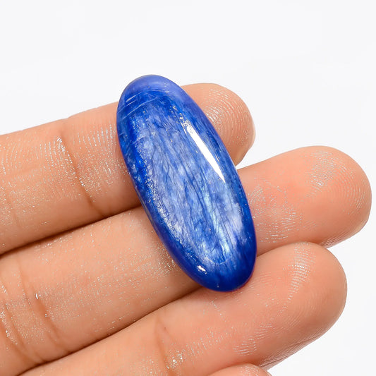 Supreme Top Grade Quality 100% Natural Blue Kyanite Oval Shape Cabochon Loose Gemstone For Making Jewelry 21 Ct. 32X13X4 mm V-2852