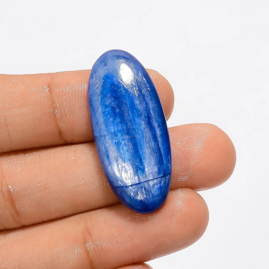 Tempting Top Grade Quality 100% Natural Blue Kyanite Oval Shape Cabochon Loose Gemstone For Making Jewelry 33.5 Ct. 34X15X5 mm V-2853