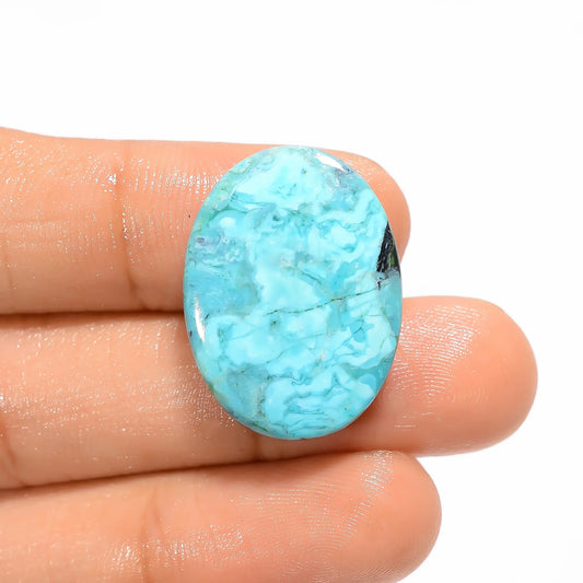 Gorgeous Top Grade Quality 100% Natural Tibetan Turquoise Oval Shape Cabochon Loose Gemstone For Making Jewelry 21 Ct. 25X18X5 mm V-2869