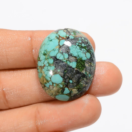 Immaculate Top Grade Quality 100% Natural Tibetan Turquoise Oval Shape Cabochon Loose Gemstone For Making Jewelry 30 Ct. 28X23X8 mm V-2870