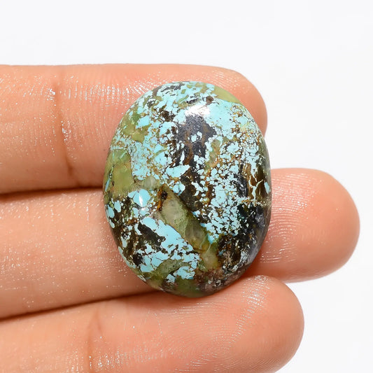 Incredible Top Grade Quality 100% Natural Tibetan Turquoise Oval Shape Cabochon Loose Gemstone For Making Jewelry 26.5 Ct. 26X20X7 mm V-2871