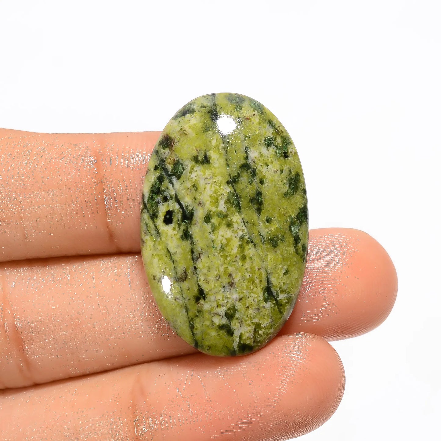 Unique Top Grade Quality 100% Natural Canadian Jade Oval Shape Cabochon Loose Gemstone For Making Jewelry 34.5 Ct. 31X20X5 mm V-2881