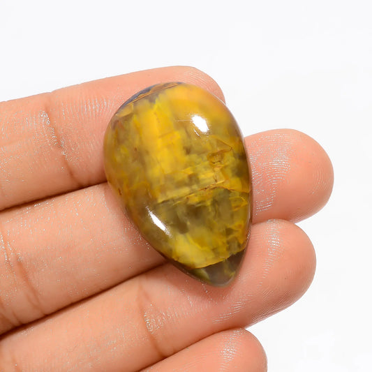 Marvellous Top Grade Quality 100% Natural Nellite Pear Shape Cabochon Loose Gemstone For Making Jewelry 28 Ct. 30X20X6 mm V-2898