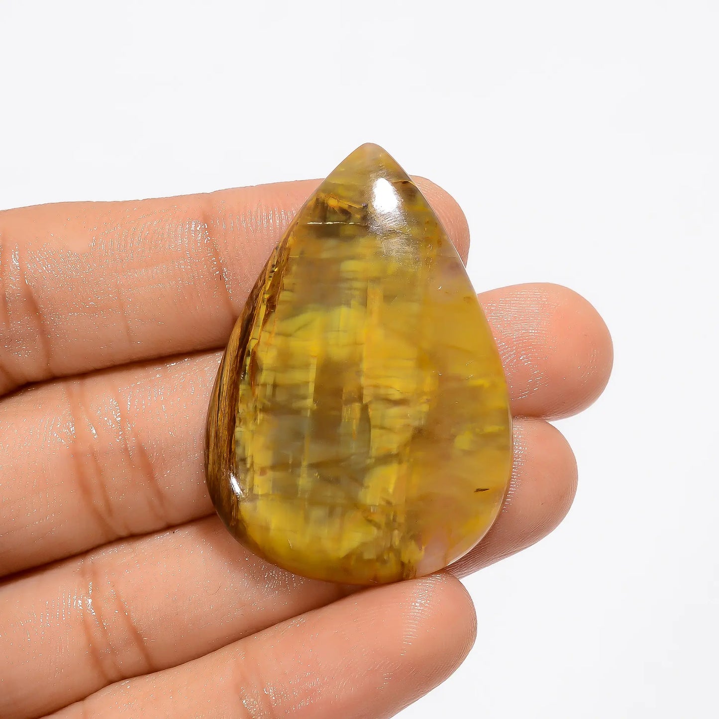 Mind Blowing Top Grade Quality 100% Natural Nellite Pear Shape Cabochon Loose Gemstone For Making Jewelry 49.5 Ct. 41X29X5 mm V-2899