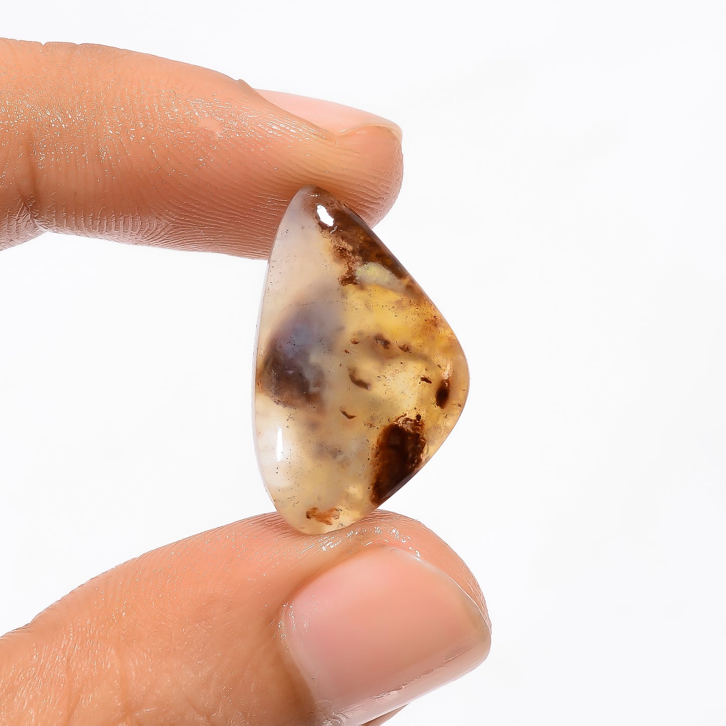 Wonderful Top Grade Quality 100% Natural Aquaprase Fancy Shape Cabochon Loose Gemstone For Making Jewelry 9.5 Ct. 23X14X5 mm V-2982