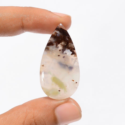 Dazzling Top Grade Quality 100% Natural Aquaprase Pear Shape Cabochon Loose Gemstone For Making Jewelry 28.5 Ct. 38X23X5 mm V-2988