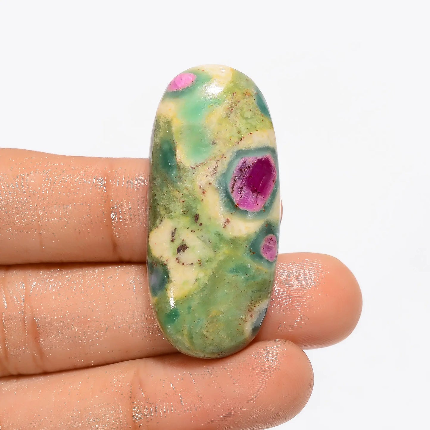 Mind Blowing Top Grade Quality 100% Natural Ruby Fuchsite Oval Shape Cabochon Loose Gemstone For Making Jewelry 62 Ct. 41X18X8 mm V-2997