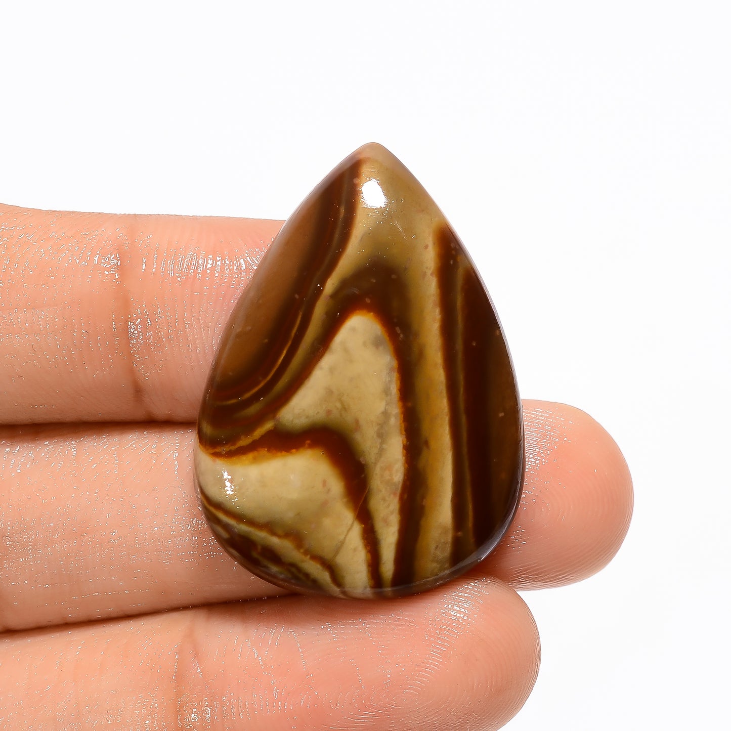 Exclusive Top Grade Quality 100% Natural Polychrome Jasper Pear Shape Cabochon Loose Gemstone For Making Jewelry 30.5 Ct. 32X23X5 mm V-3015