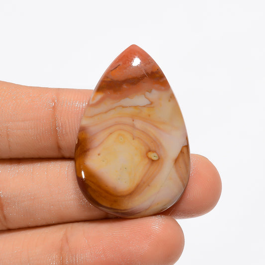 Fabulous Top Grade Quality 100% Natural Polychrome Jasper Pear Shape Cabochon Loose Gemstone For Making Jewelry 30.5 Ct. 36X24X5 mm V-3017