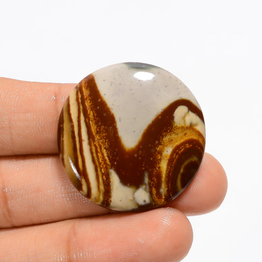 Marvellous Top Grade Quality 100% Natural Polychrome Jasper Round Shape Cabochon Loose Gemstone For Making Jewelry 36.5 Ct 31X31X5 mm V-3022