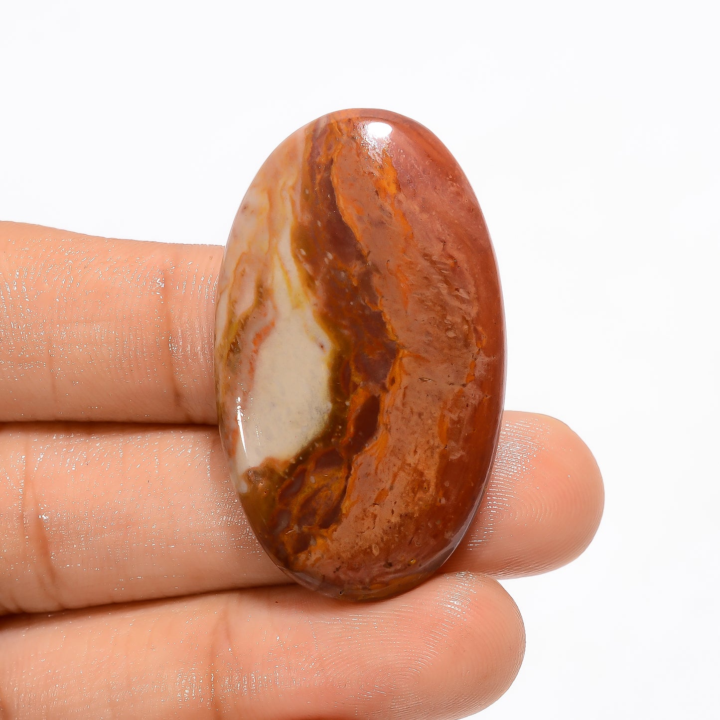 Mind Blowing Top Grade Quality 100% Natural Polychrome Jasper Oval Shape Cabochon Loose Gemstone For Making Jewelry 48.5 Ct 40X24X6 mm V-3023