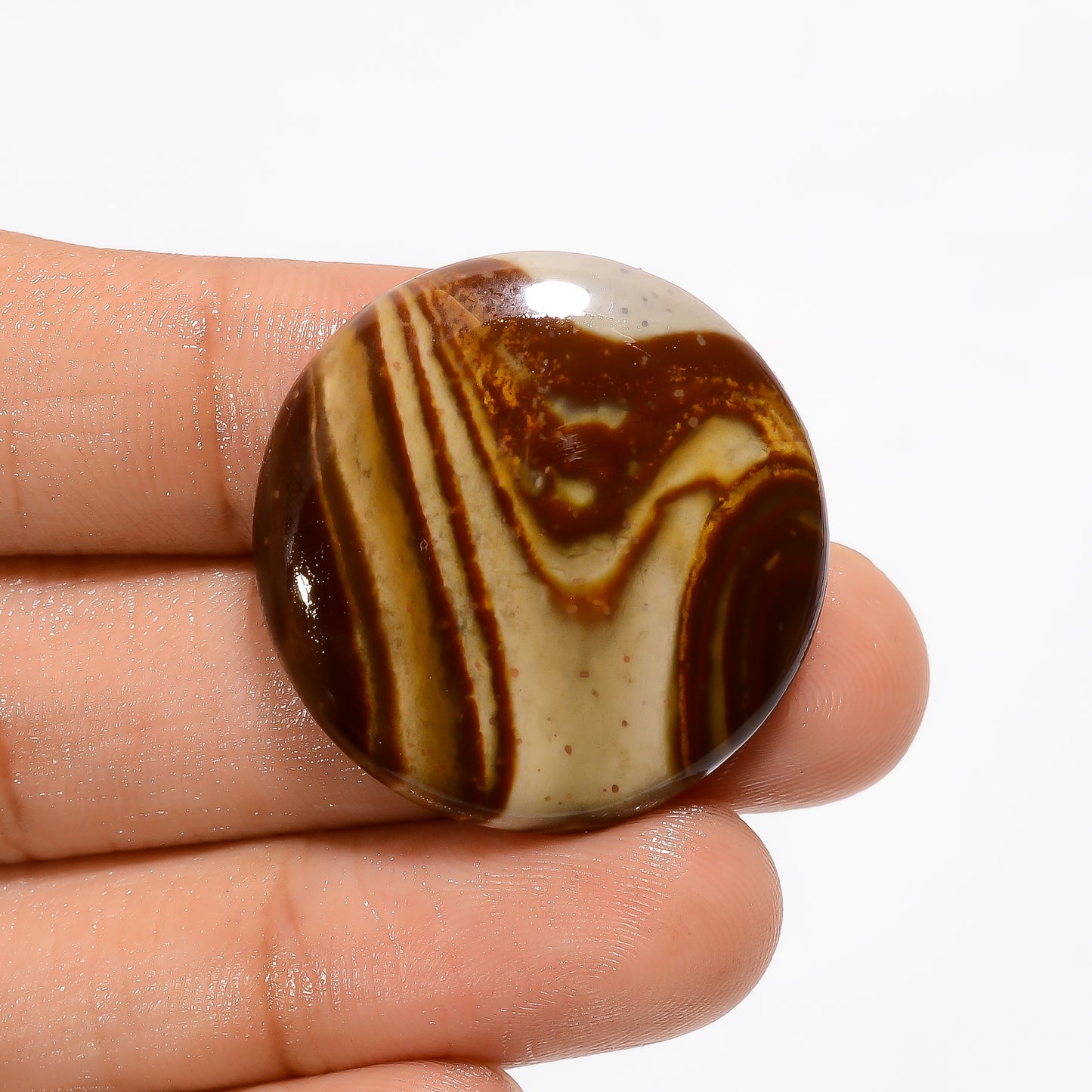 Wonderful Top Grade Quality 100% Natural Polychrome Jasper Round Shape Cabochon Loose Gemstone For Making Jewelry 34.5 Ct. 29X29X5 mm V-3032