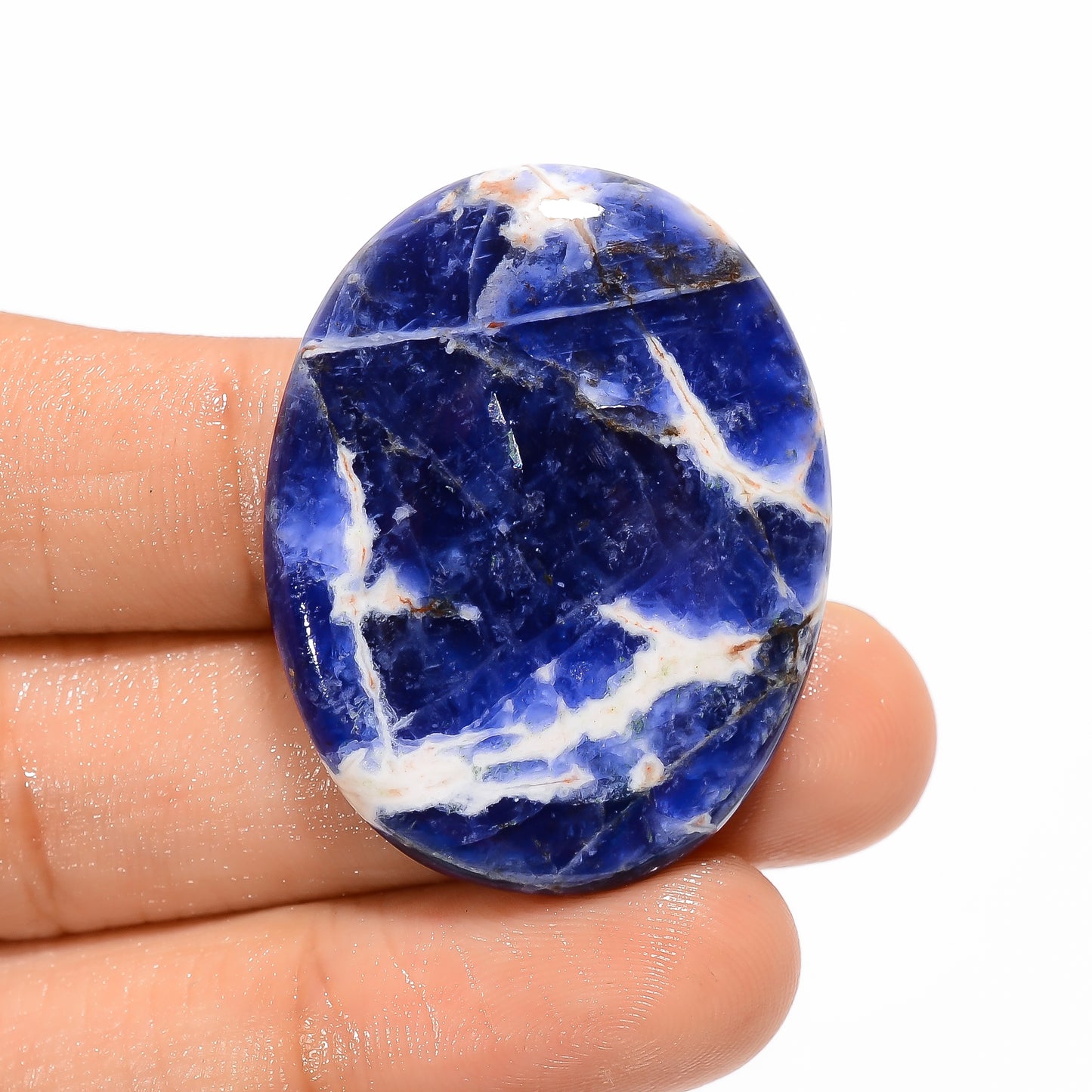 Fantastic Top Grade Quality 100% Natural Sodalite Oval Shape Cabochon Loose Gemstone For Making Jewelry 44.5 Ct. 36X28X5 mm V-3043