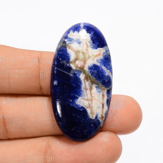 Incredible Top Grade Quality 100% Natural Sodalite Oval Shape Cabochon Loose Gemstone For Making Jewelry 38 Ct. 40X21X6 mm V-3046