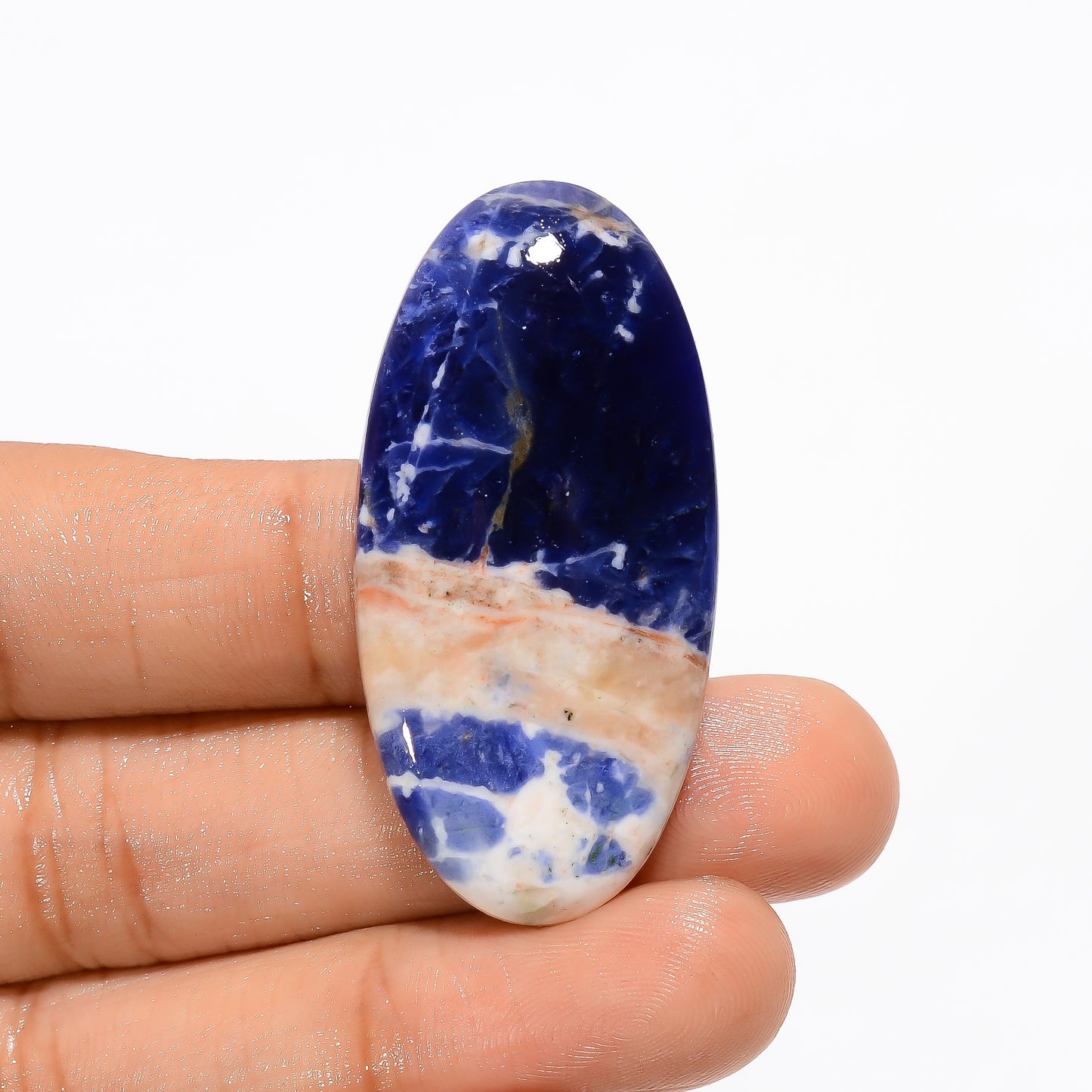 Stunning Top Grade Quality 100% Natural Sodalite Oval Shape Cabochon Loose Gemstone For Making Jewelry 43 Ct. 44X22X6 mm V-3052