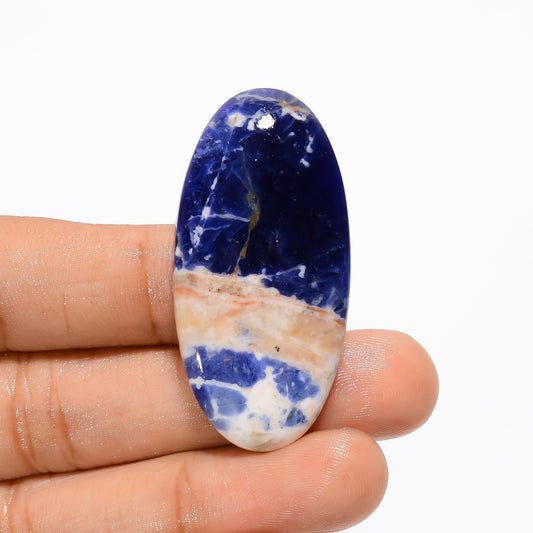 Stunning Top Grade Quality 100% Natural Sodalite Oval Shape Cabochon Loose Gemstone For Making Jewelry 43 Ct. 44X22X6 mm V-3052