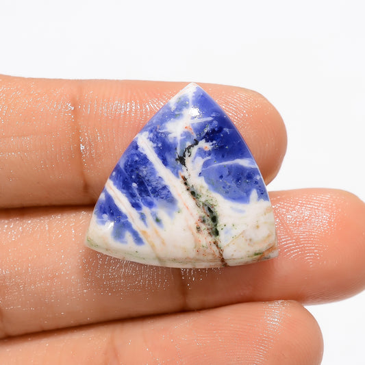 Tempting Top Grade Quality 100% Natural Sodalite Trillion Shape Cabochon Loose Gemstone For Making Jewelry 18 Ct. 22X21X6 mm V-3054