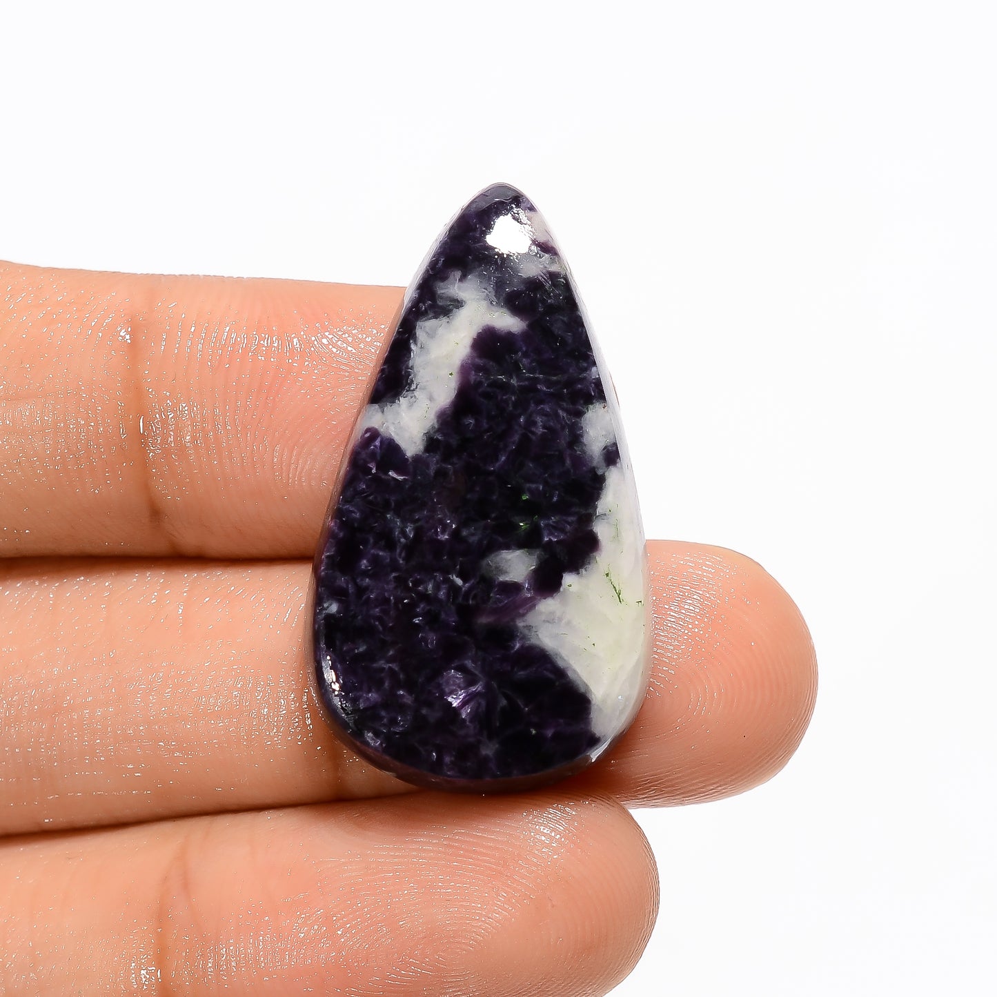 Classic Top Grade Quality 100% Natural Purple Lepidolite Pear Shape Cabochon Loose Gemstone For Making Jewelry 30.5 Ct. 31X18X6 mm V-3062